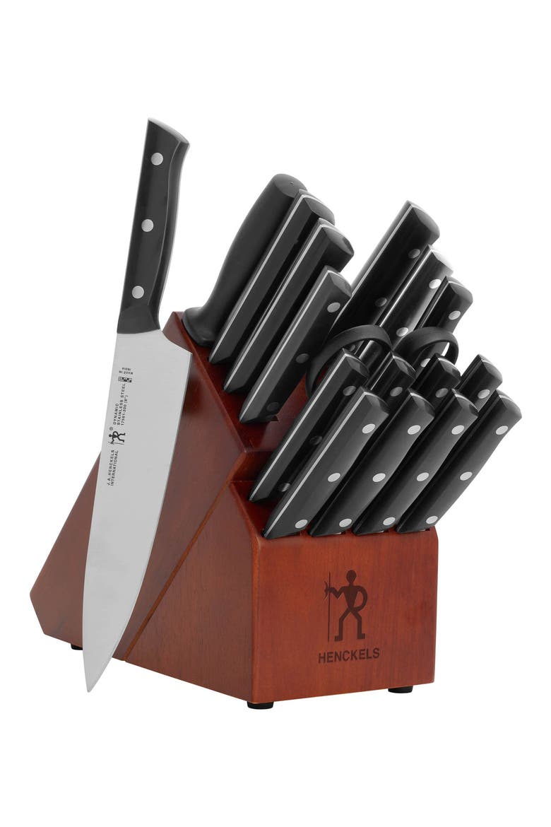 Dynamic 18-Piece Knife Block Set, Main, color, BROWN