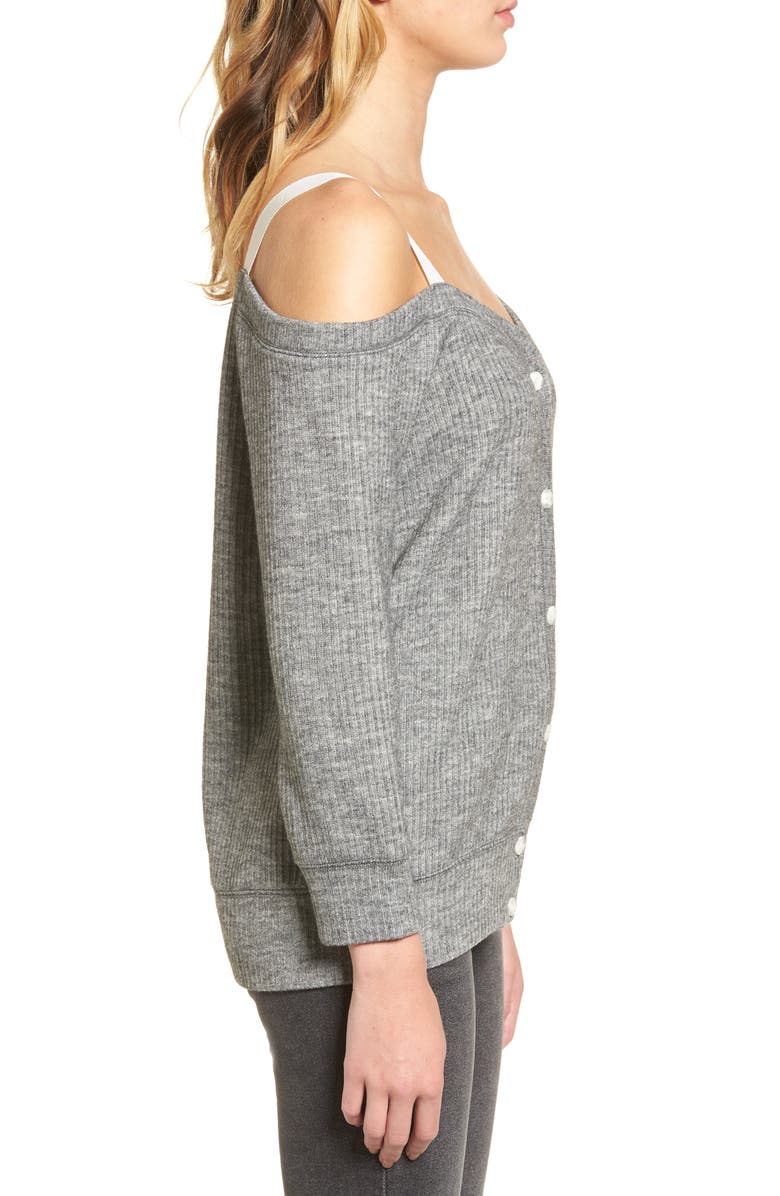 Leith Grosgrain Cold Shoulder Top, Alternate, color, 