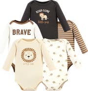 Hudson Baby Five-Piece Collection of Long-Sleeve Cotton Bodysuits