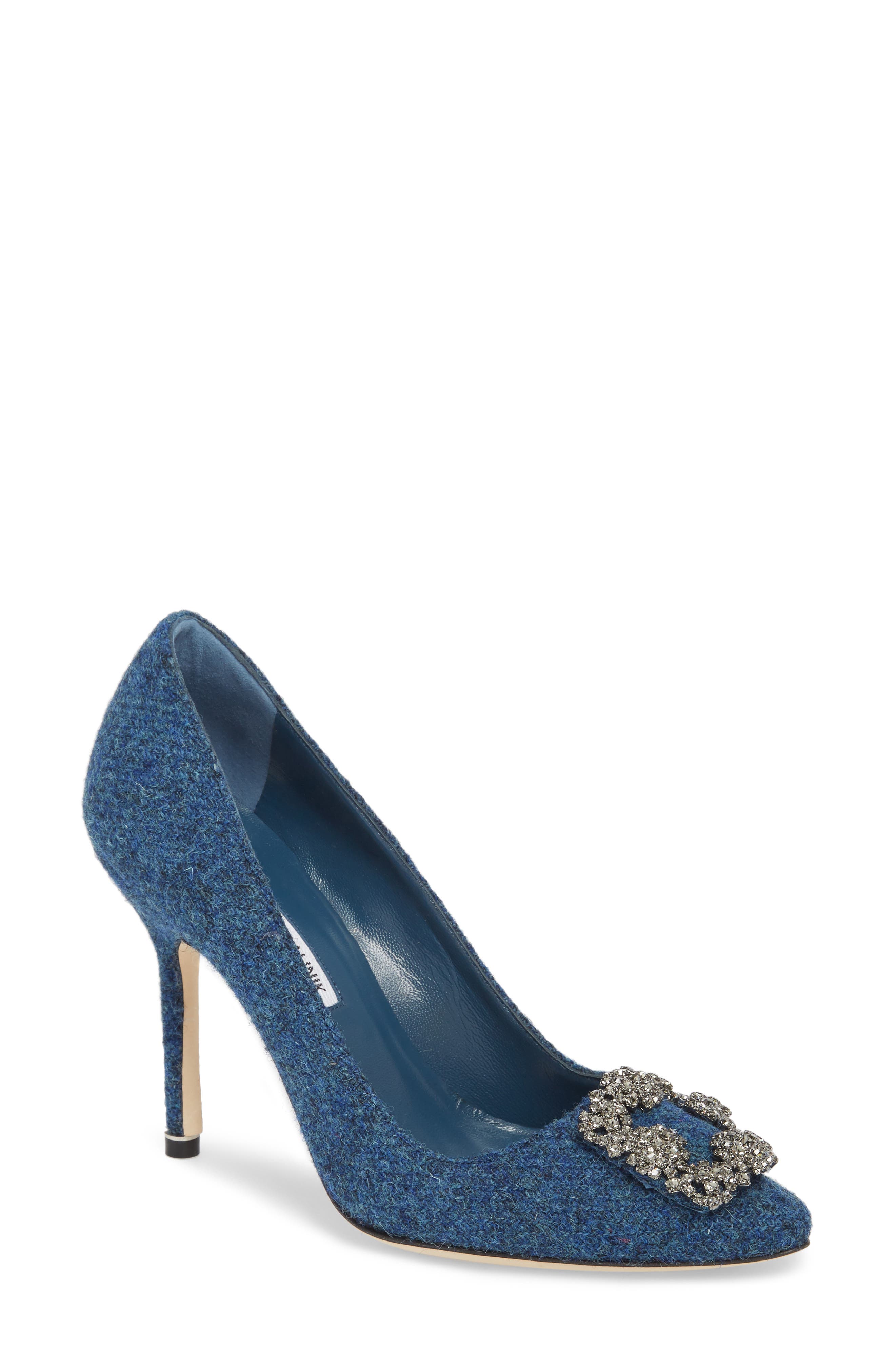 Manolo Blahnik Hangisi Jewel Buckle Pump, Main, color, 