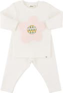 oh baby! Quilted Flower Applique Long Sleeve Two Piece Set