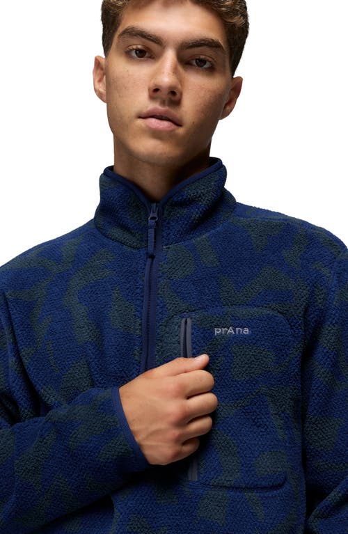 Prana Tuff Fluff Fleece Half Zip Pullover In Blue