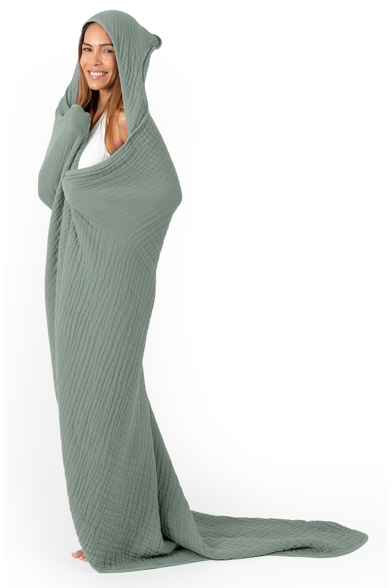 Adult Muslin Hooded Towel, Main, color, Fern