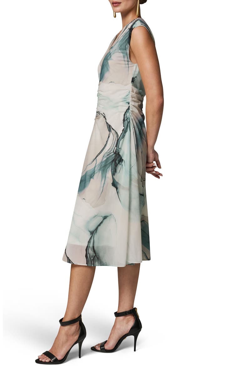 Watercolor Print Ruched Sleeveless Dress, Alternate, color, SKYLIGHT MULTI