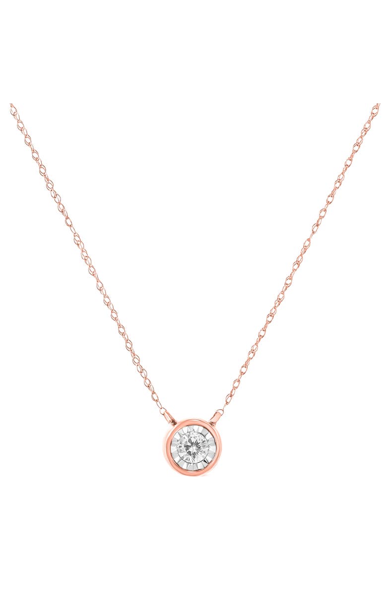 Haus of Brilliance 10K Gold 1/5 cttw Diamond Round Bezel Necklace Pendant, Alternate, color, Rose Gold