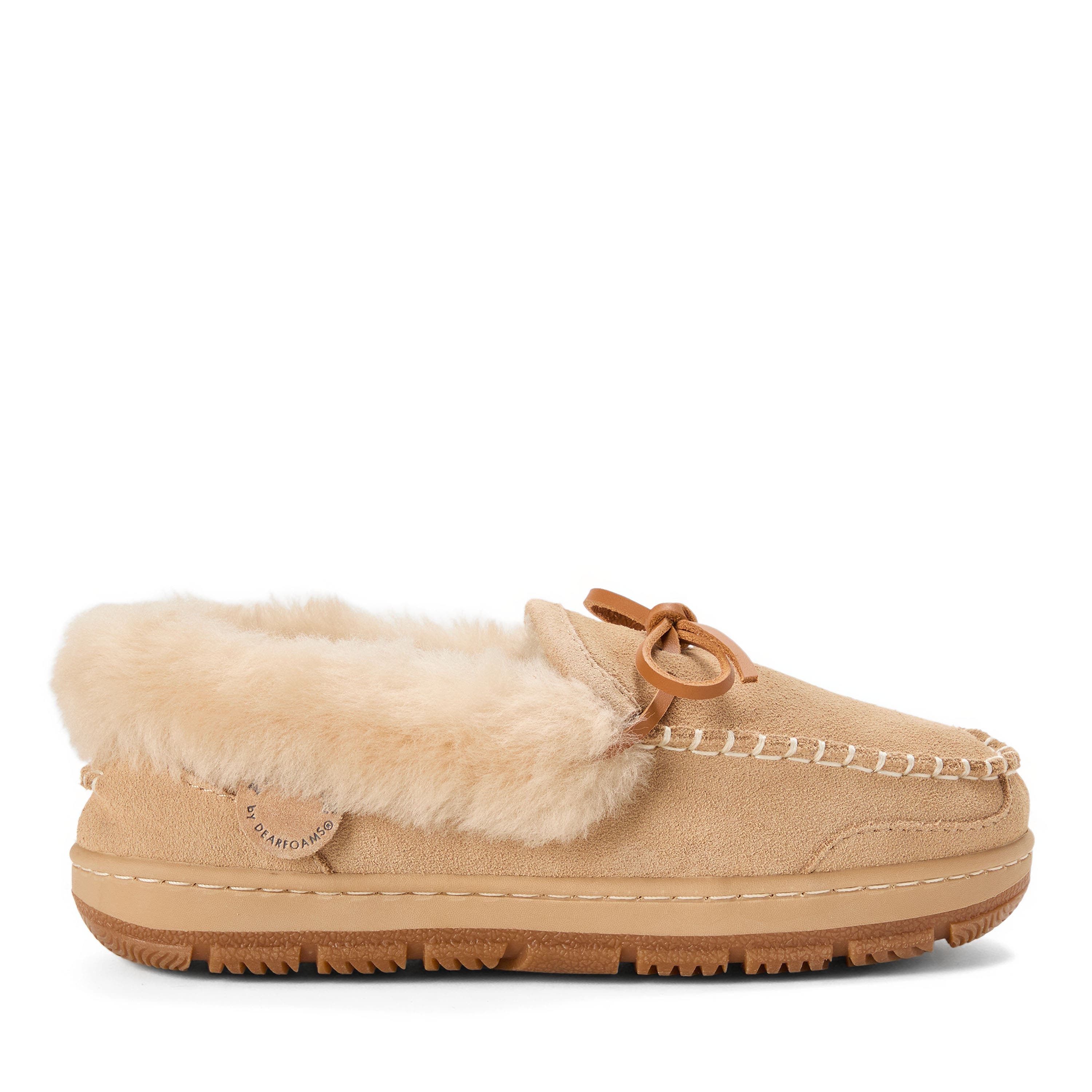 Fireside Gladstone Genuine Shearling Moccasin with Stitching, Alternate, color, SAND