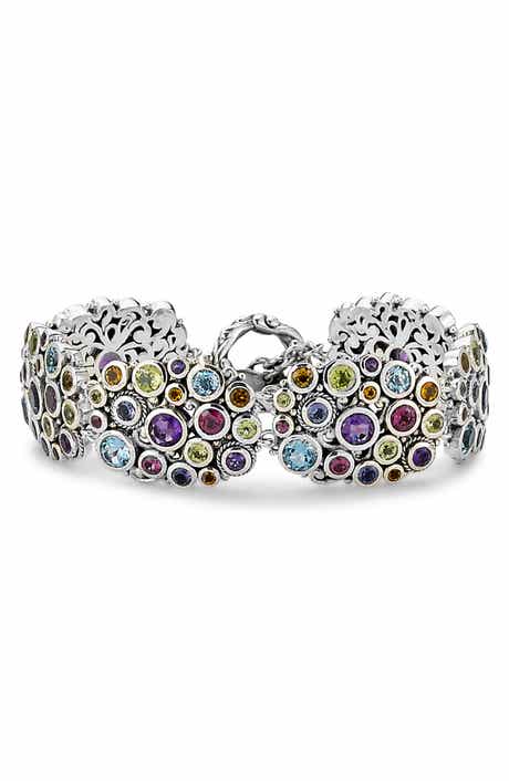 SAMUEL B. Sterling Silver Gemstone Cluster Link Bracelet