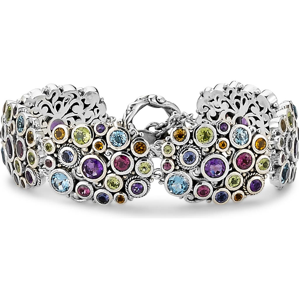 Samuel B. Sterling Silver Gemstone Cluster Link Bracelet In Silver Multi