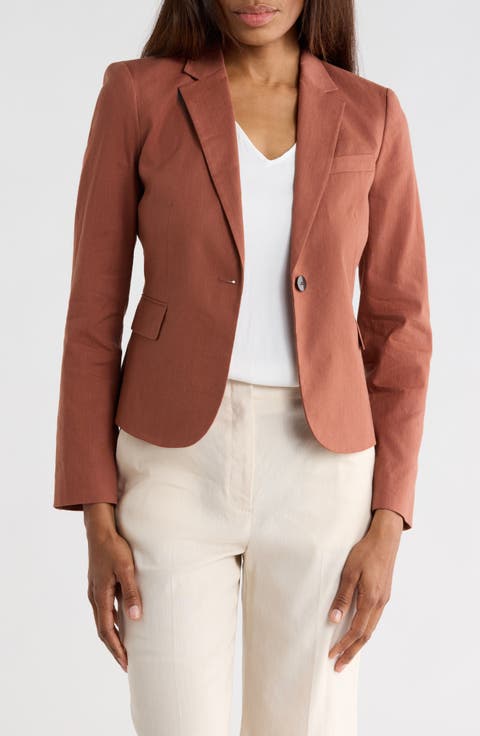 Shrunken Stretch Linen Blend Blazer