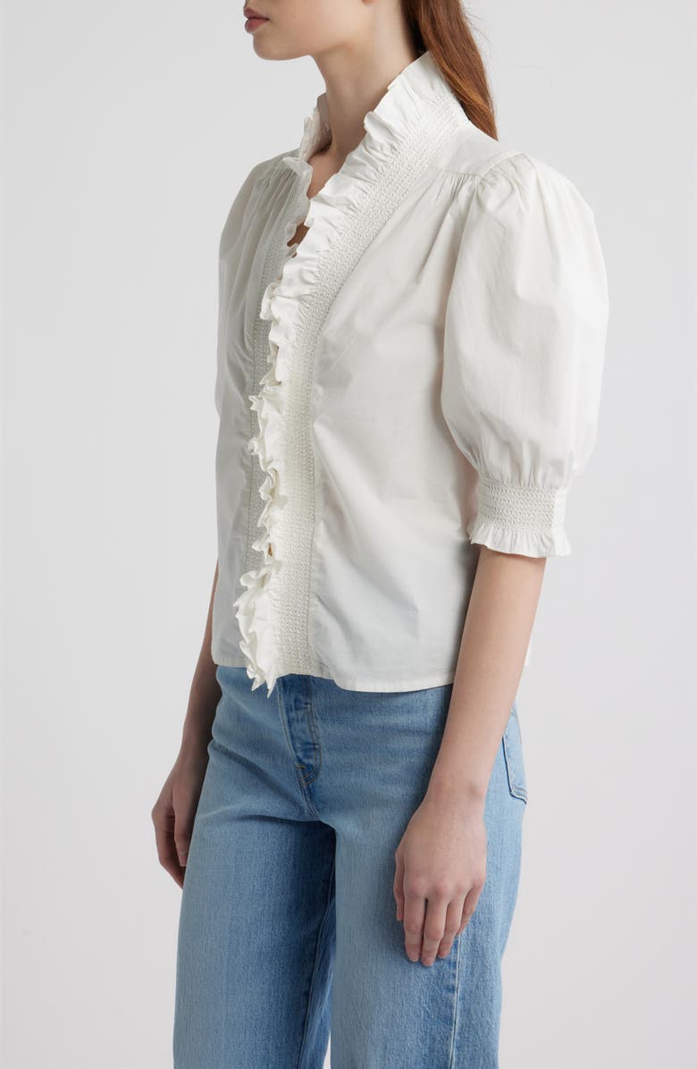 LOVE THE LABEL Zuri Ruffle Puff Sleeve Shirt, Alternate, color, Bright White