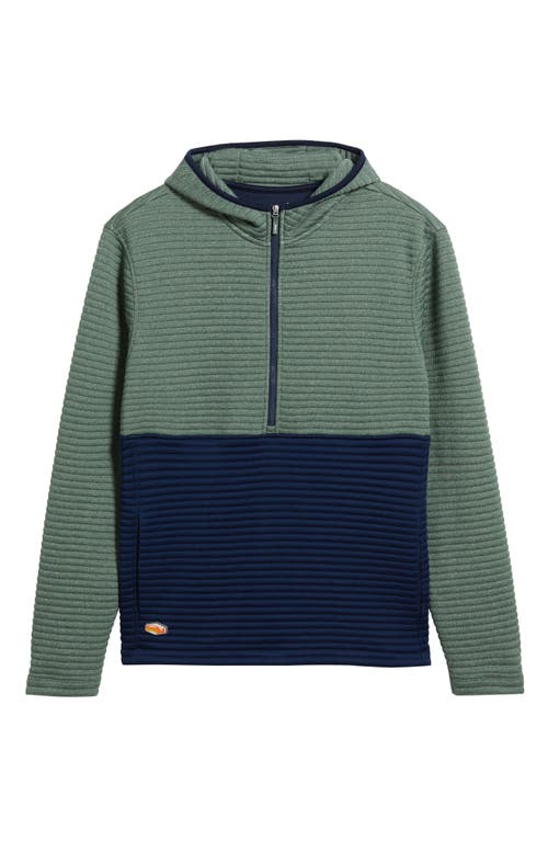 Johnnie-o Werner Rib Colorblock Half Zip Hoodie In Blue