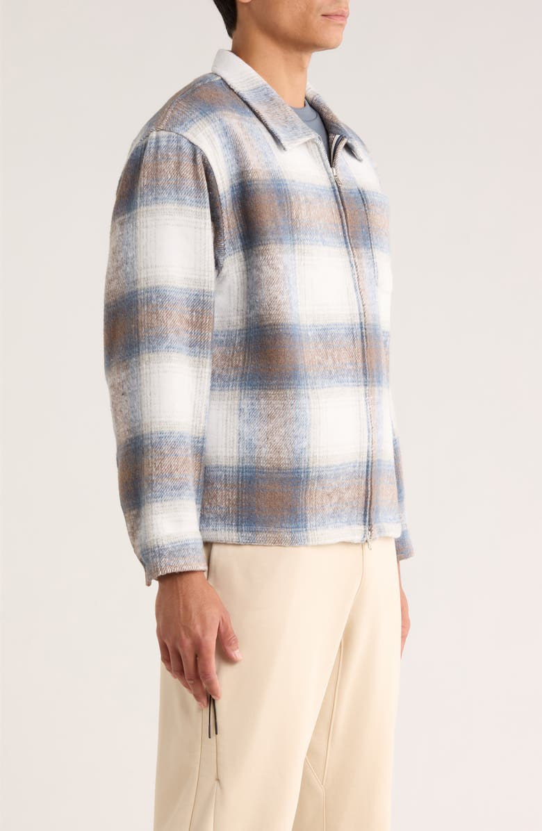 Museum of Peace & Quiet Wordmark Plaid Zip Shirt Jacket, Alternate, color, Slate