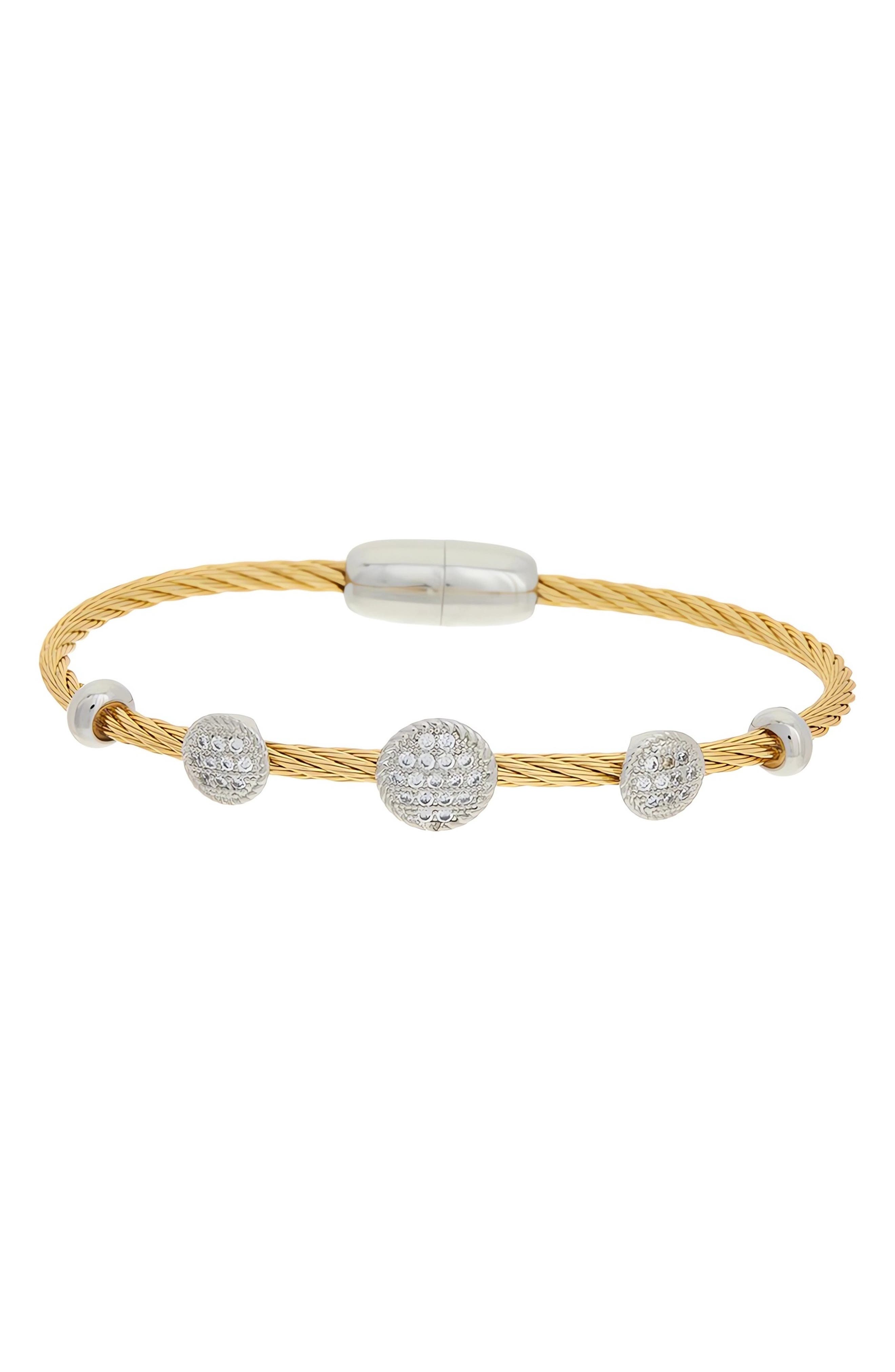 Cubic Zirconia Pavé Station Cable Bangle