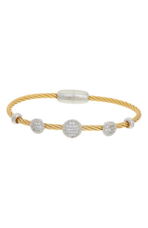 Cubic Zirconia Pavé Station Cable Bangle