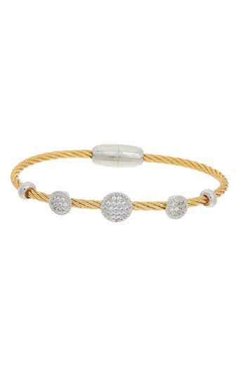 Cubic Zirconia Pavé Station Cable Bangle