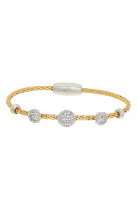 Cubic Zirconia Pavé Station Cable Bangle
