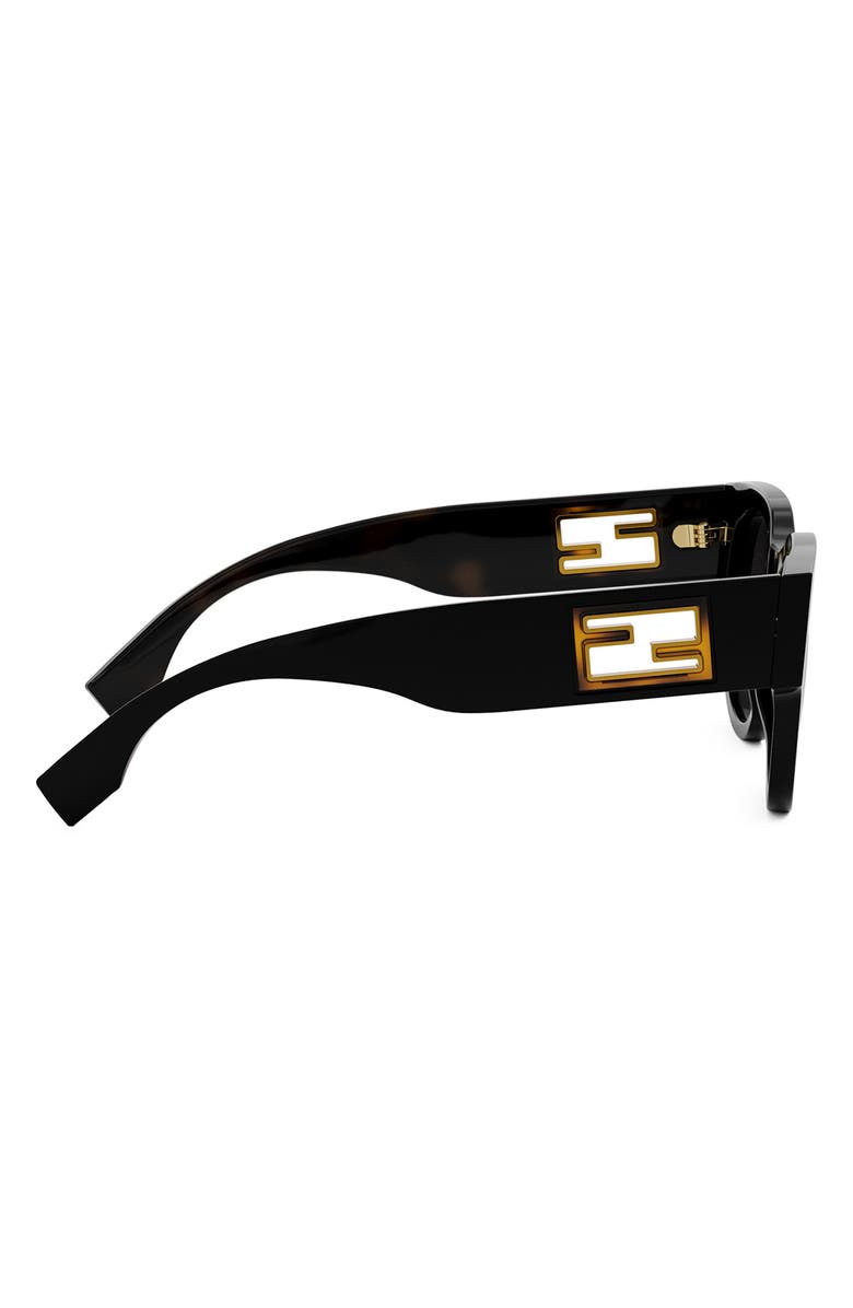 Fendi 'Fendi Baguette 53mm Gradient Round Sunglasses, Alternate, color, Shiny Black / Gradient Smoke