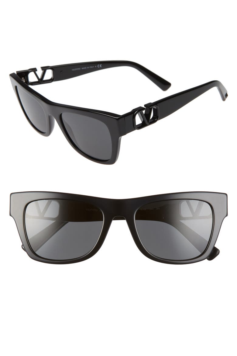52mm Sunglasses, Main, color, BLACK/ SMOKE SOLID
