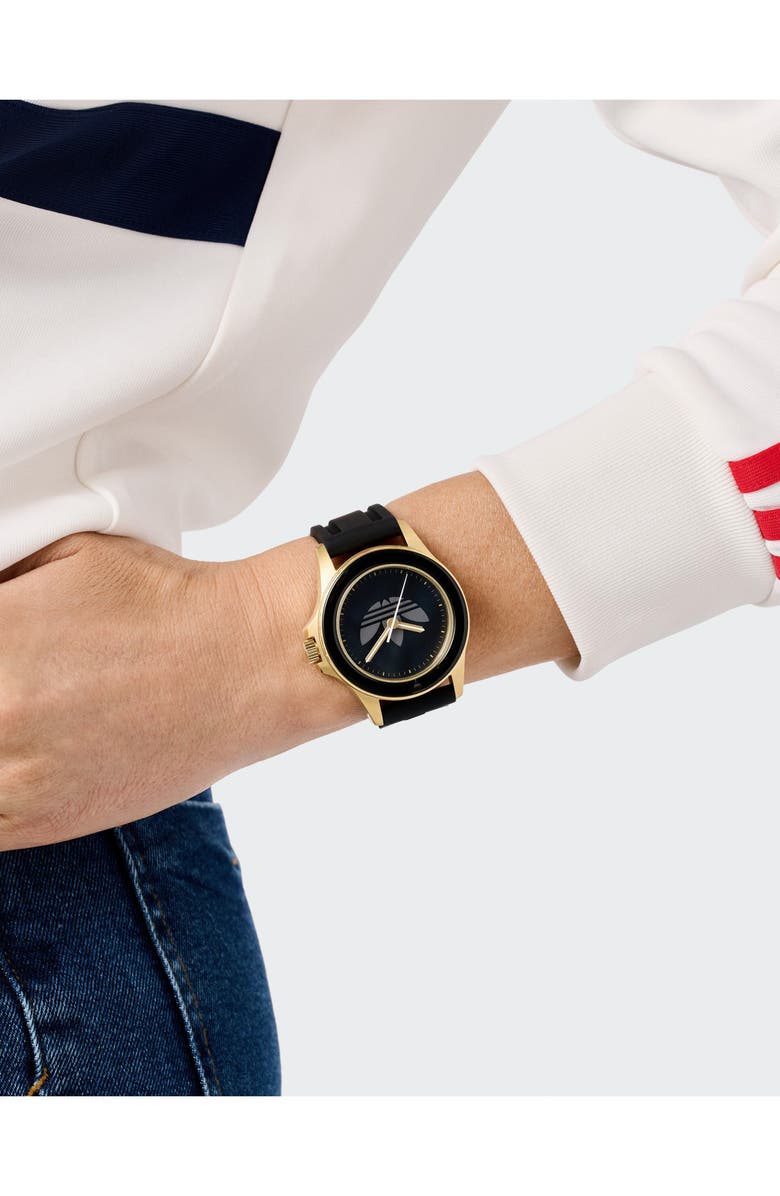 adidas Expression One Silicone Strap Watch, 44mm, Alternate, color, Black