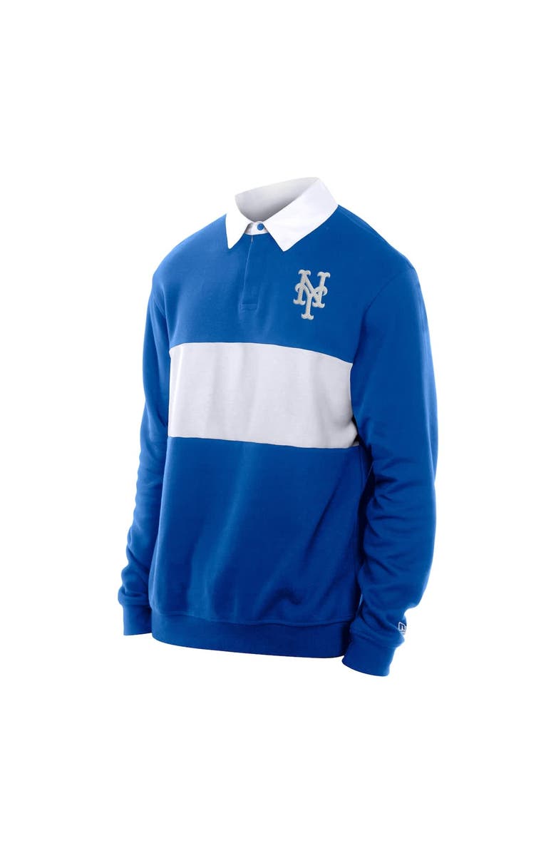 New Era Men's New Era Royal New York Mets Throwback Prep Colorblock Rugby Polo, Alternate, color, Royal