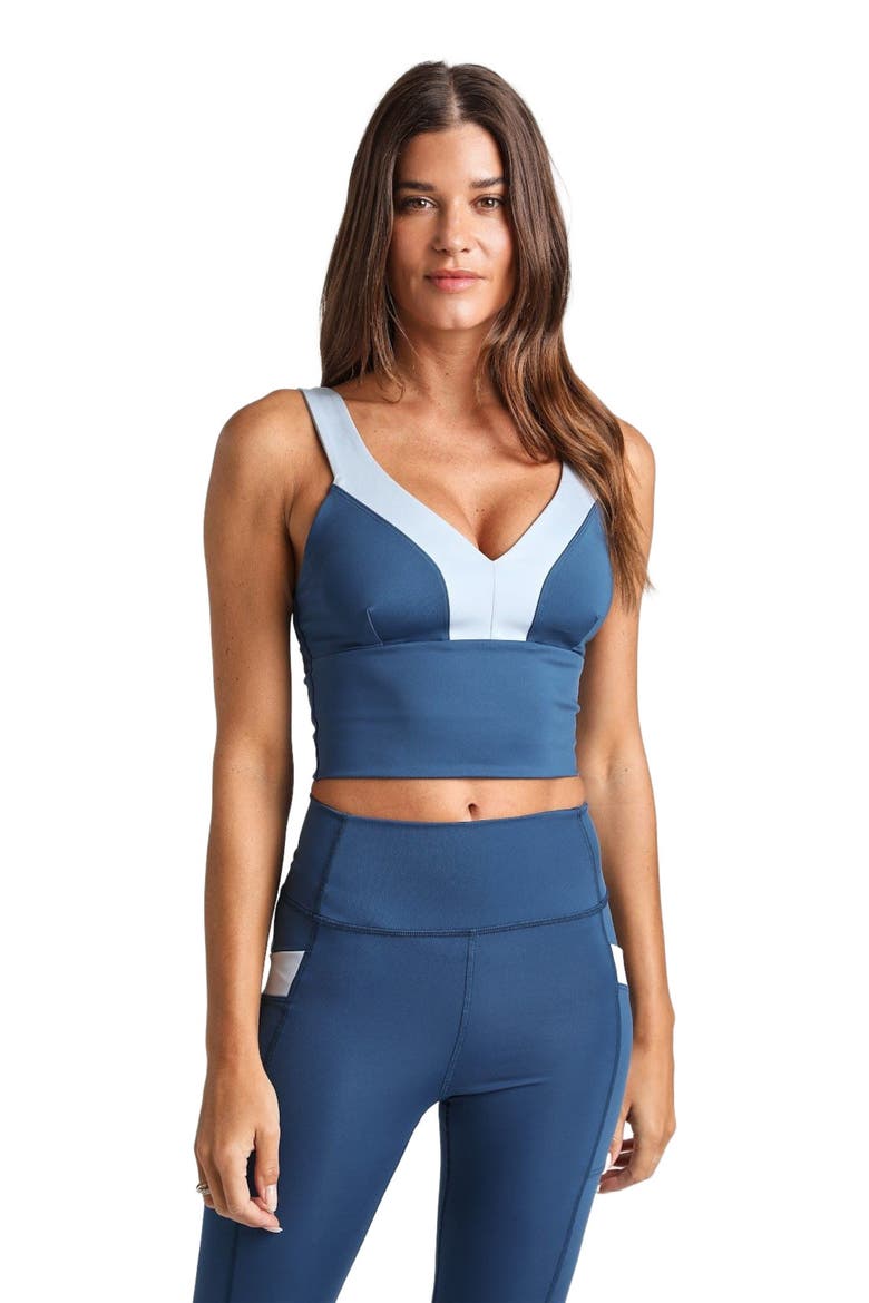 Showstopper Longline Bra, Alternate, color, Midnight/Seamist