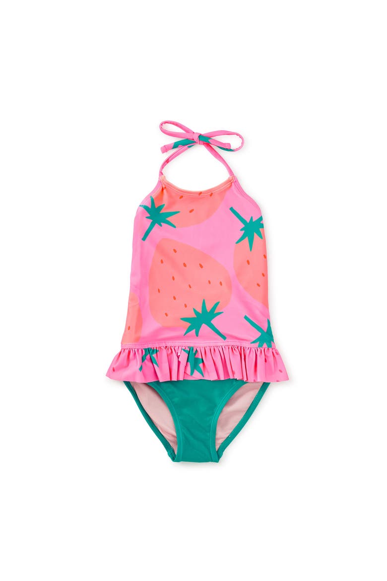 Peplum One-Piece Swimsuit, Main, color, Fresas Favoritas