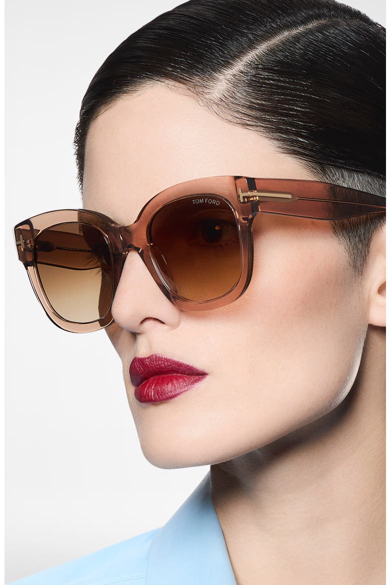 Beatrix 52mm Gradient Geometric Sunglasses, Alternate, color, SHINY LIGHT BROWN / GRADIENT ROVIEX