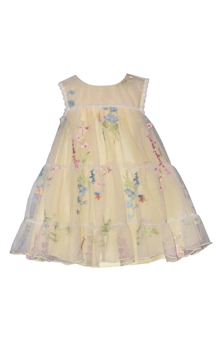 Iris & Ivy Embroidered Mesh Tiered Float Party Dress, Main, color, Yellow