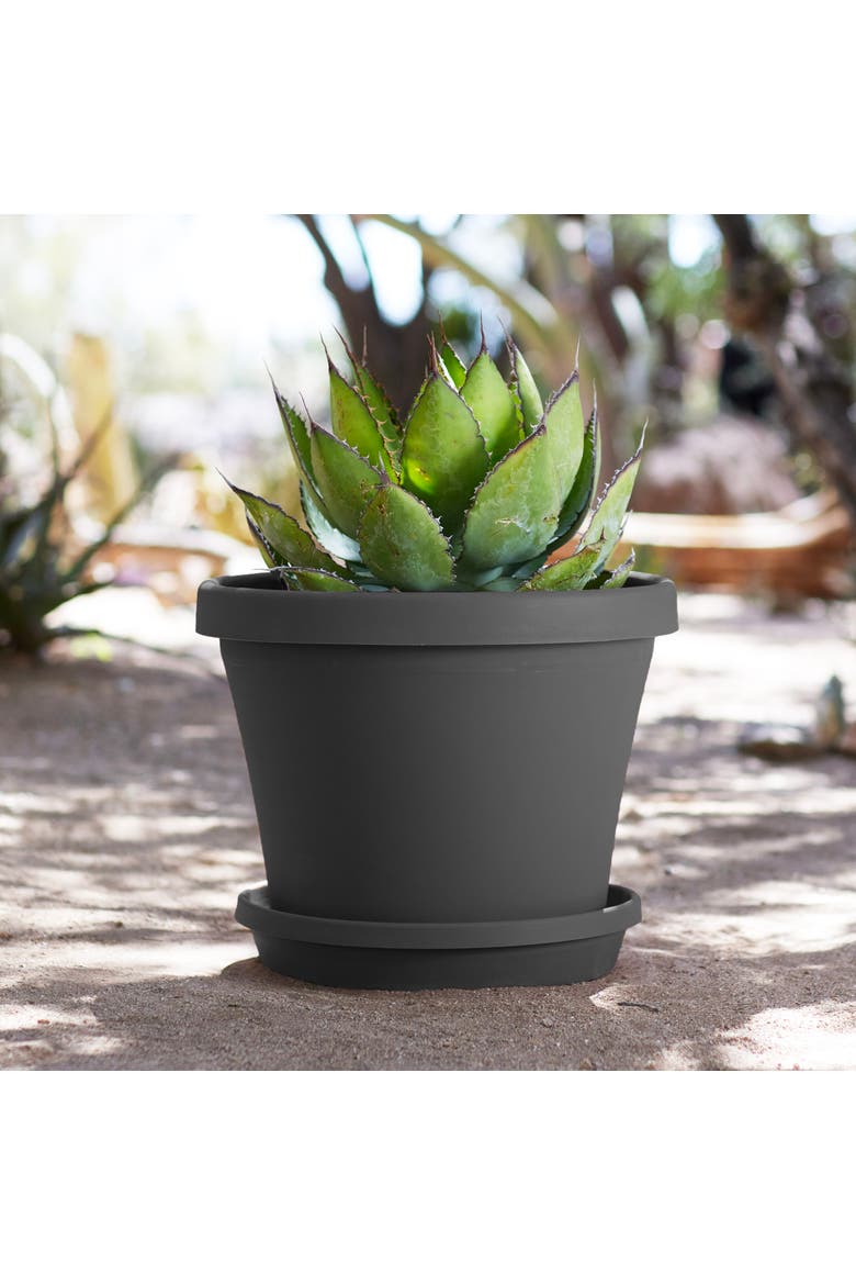 Terra Pot Planter 16" Charcoal Gray Durable Resin Pot, 8 Gallon, Alternate, color, Gray