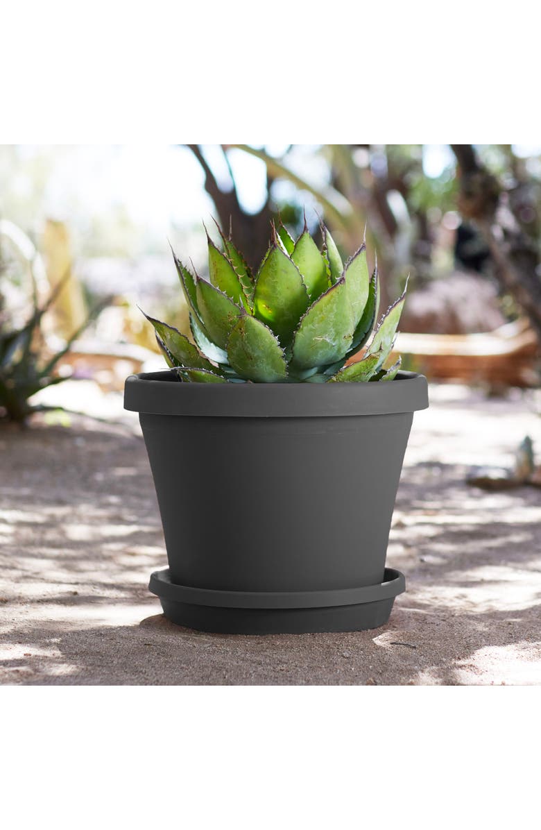 Bloem Terra Pot Planter 16" Charcoal Gray Durable Resin Pot, 8 Gallon, Alternate, color, Gray