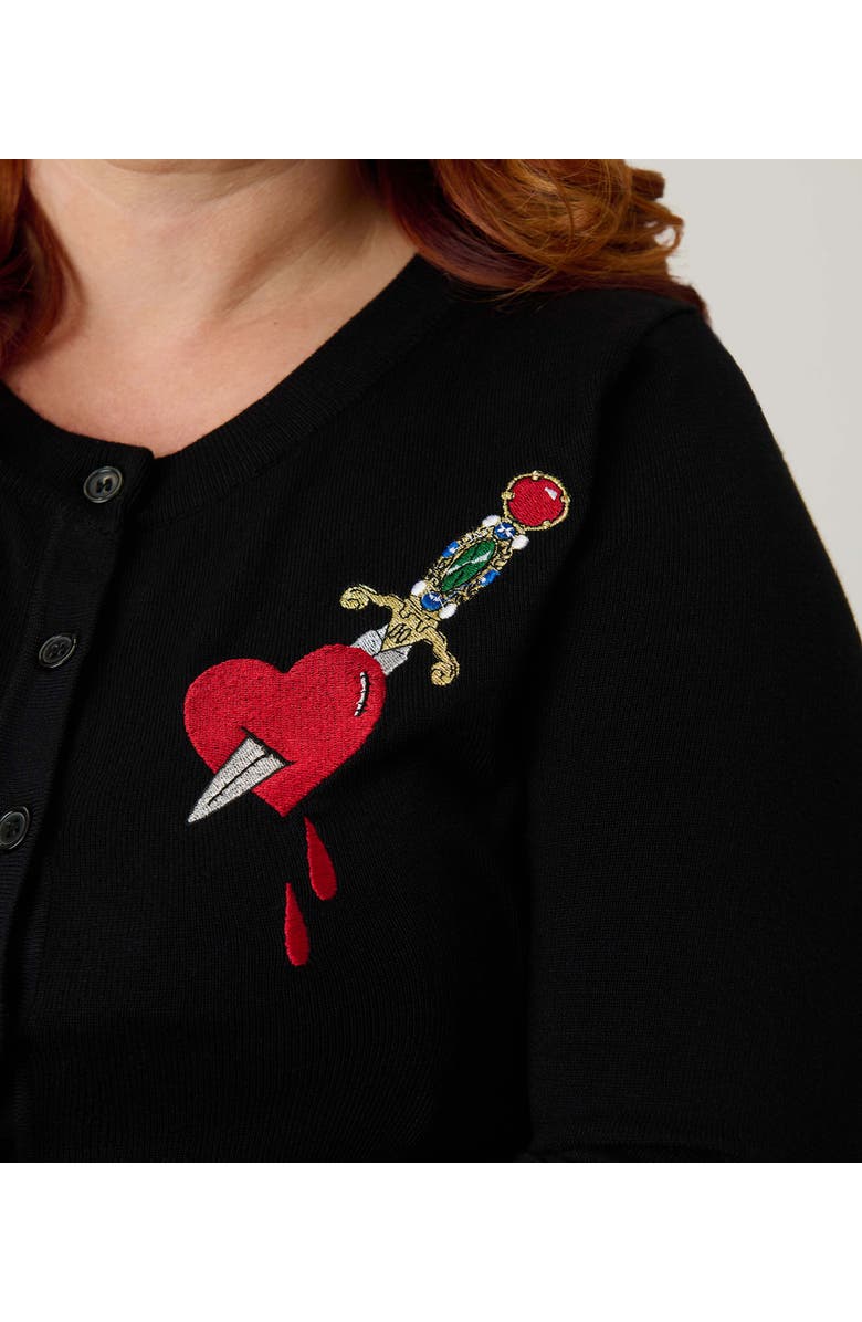 Unique Vintage Plus Size Bookworm Cardigan, Alternate, color, Black W/ Dagger