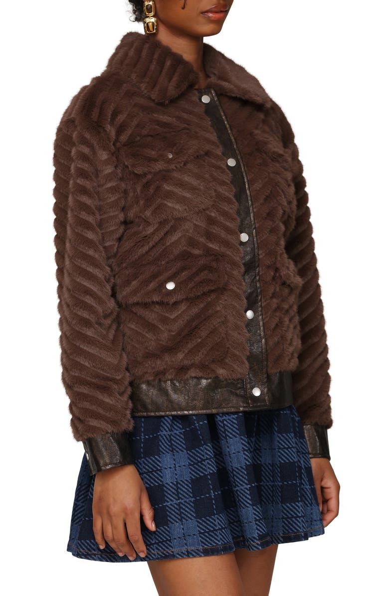 Avec Les Filles Faux Fur Trucker Jacket, Alternate, color, Mink-Java