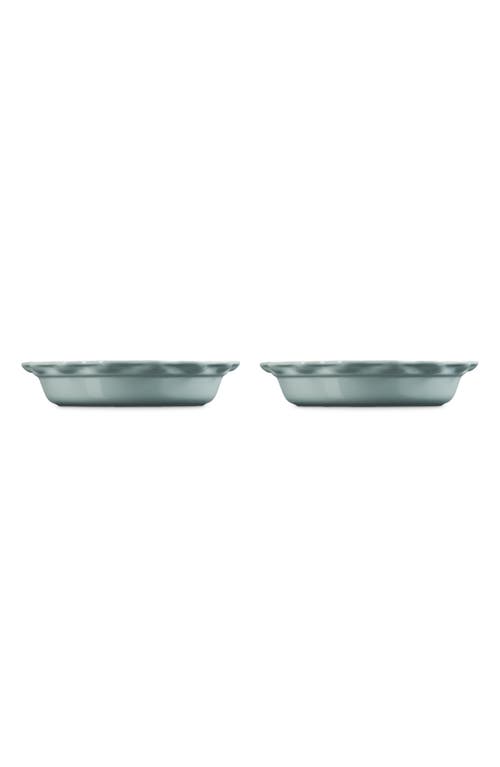Le Creuset Set Of 2 9-inch Heritage Stoneware Pie Dishes In Sea Salt