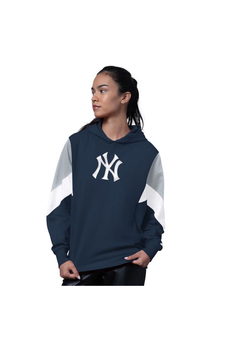 STARTER Women's Starter  Navy New York Yankees Scrimmage Pullover Hoodie, Main, color, Navy