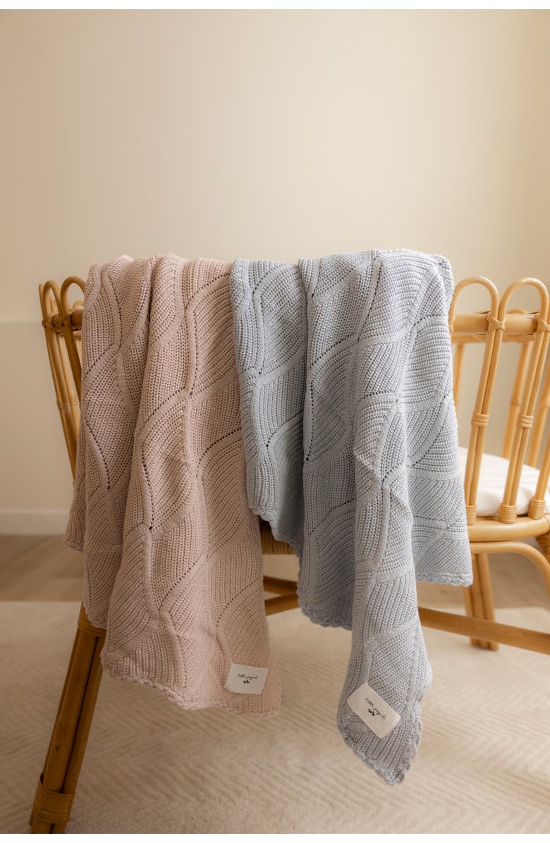 Little Fragile Girl Chunky Textured Scallop Edge Blanket Knit Throw, Alternate, color, Primrose