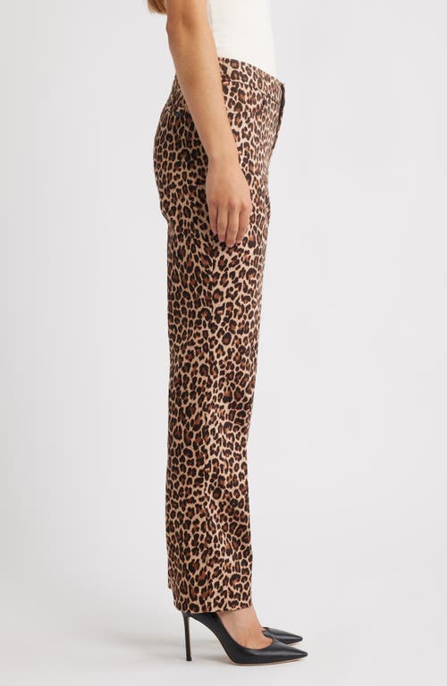 Anne Klein Leopard Print Bootcut Pants In Brown