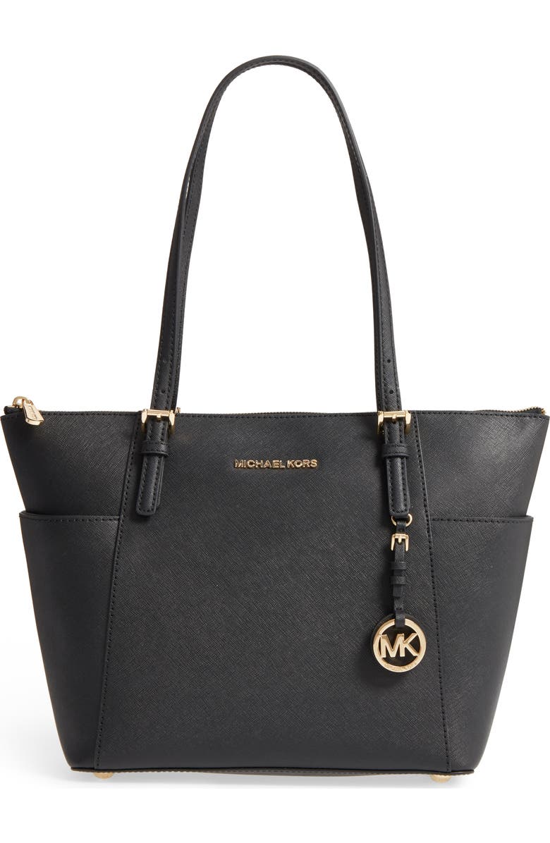 MICHAEL Michael Kors 'Jet Set' Leather Tote, Main, color,