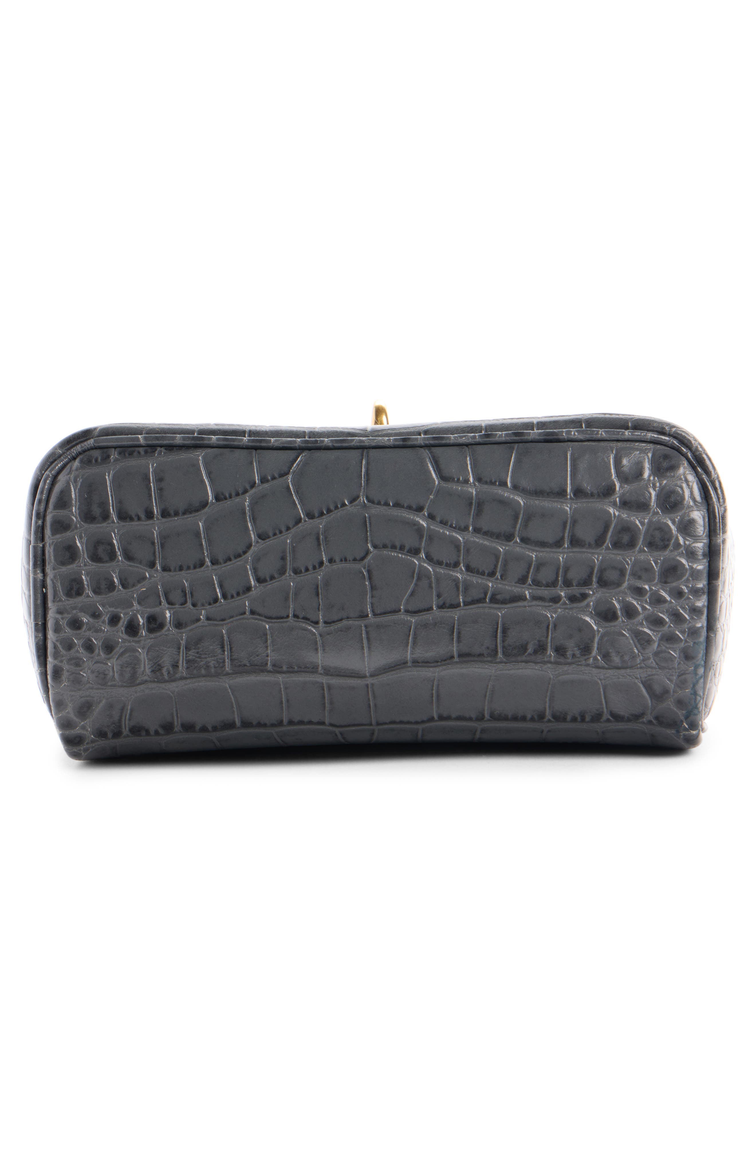 Balenciaga Rodeo Croc Embossed Leather Vanity Case, Alternate, color, 1251 Volcanic Rock