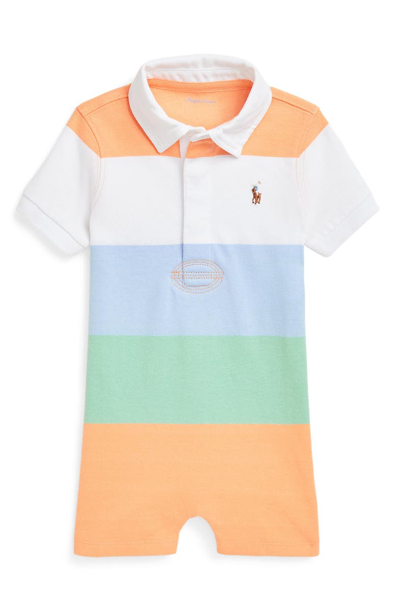 Ralph Lauren Rugby Stripe Cotton Romper, Main, color, 