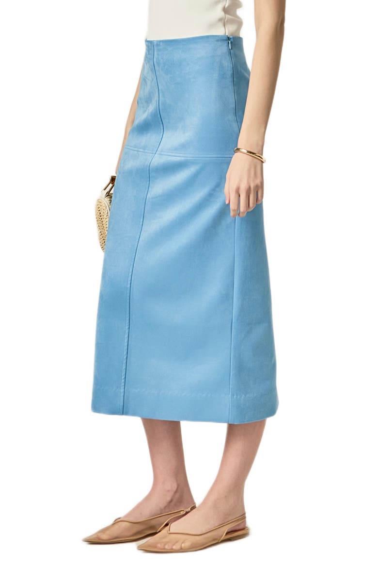 Faux Suede Midi Skirt, Alternate, color, SLATE BLUE