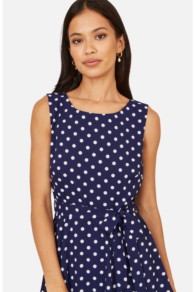 Spot Tiered Midi Dress, Alternate, color, Navy
