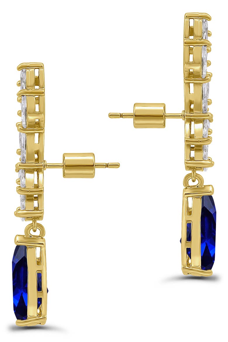 Pear Cubic Zirconia Cluster Drop Earrings, Alternate, color, GOLD/ BLUE