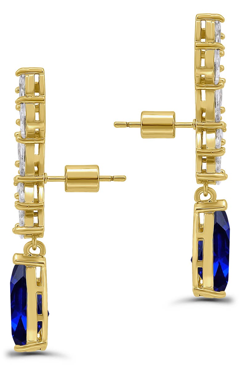 Christian Siriano Pear Cubic Zirconia Cluster Drop Earrings, Alternate, color, Gold/ Blue