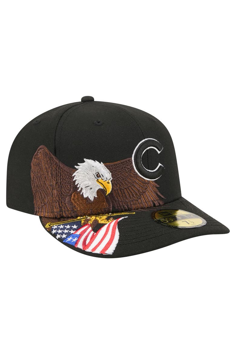 Men's New Era Black Chicago Cubs Americana Bald Eagle Pre-Curved 59FIFTY Fitted Hat, Main, color, Black