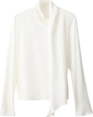 MANGO Draped Tie Neck Top