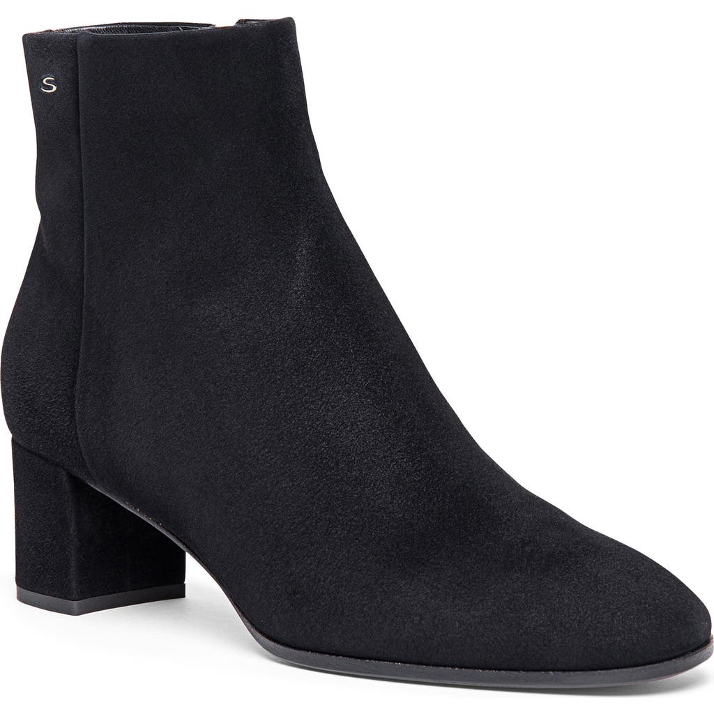 Santoni Suede Mid-heel Ankle Boot In Black
