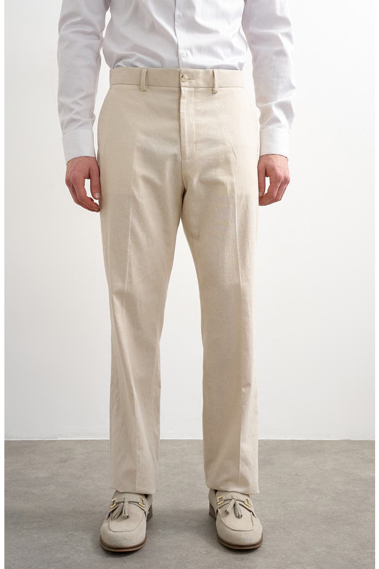 Linen Blend Straight Leg Pants, Main, color, STONE
