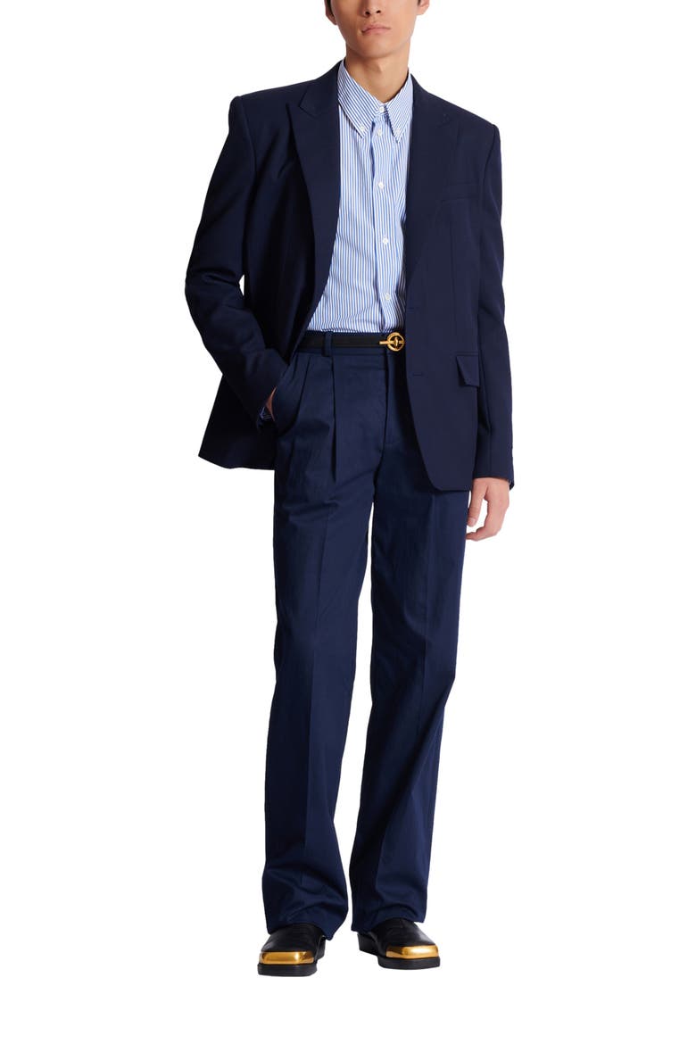 Darted trousers in cotton twill, Alternate, color, navy