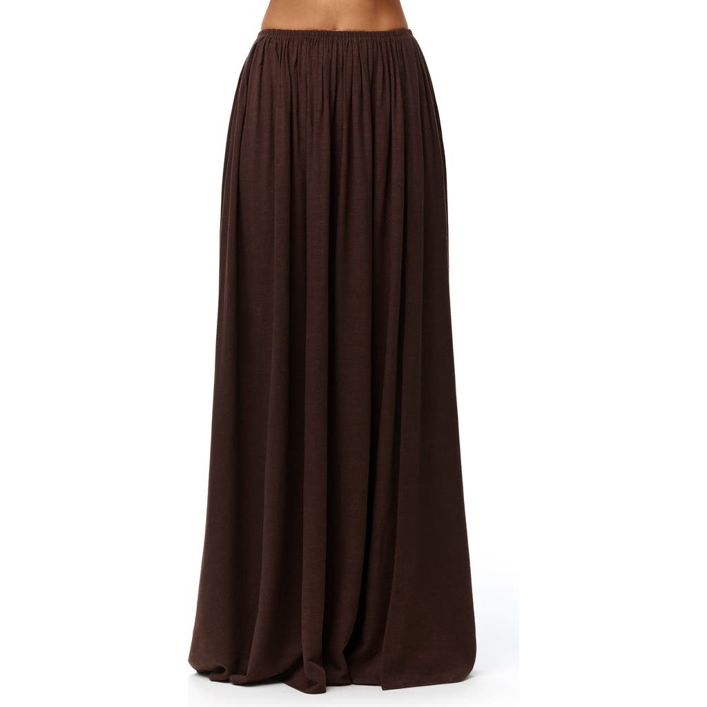 Naked Wardrobe Gathered Side Slit Maxi Skirt in Dark Chocolate at Nordstrom, Size Small