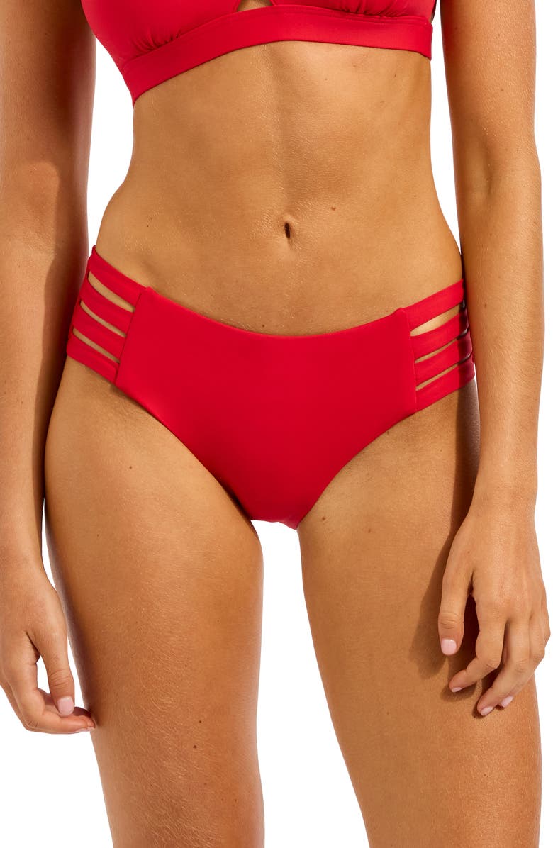 Seafolly Collective Multi Strap Hipster Bikini Bottoms, Main, color, Cosmo Red